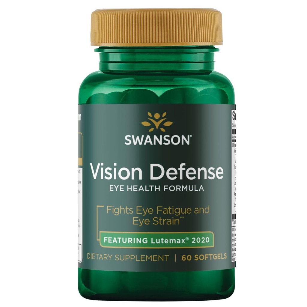 Swanson Vision Defense Antioxidant Vision Health Suplemento Lutein Zeaxanthin Astaxanthin Broccoli Extracto Bilberry Extract 60 Softgels Sgels