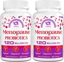 Suplementos de la menopausia para mujeres, 120 millones de probióticos de la CFU para mujeres, suplementos probióticos naturales para los flashes calientes de la menopausia, sudaderas nocturnas, mudas y hormona - 120 cápsulas herbales