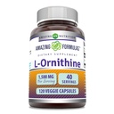 Fórmulas increíbles L-Ornithine 1500 Mg Por Serving Veggie Capsules Suplemento  Non-GMO TEN Gluten Free ← Made in USA (120 Count)