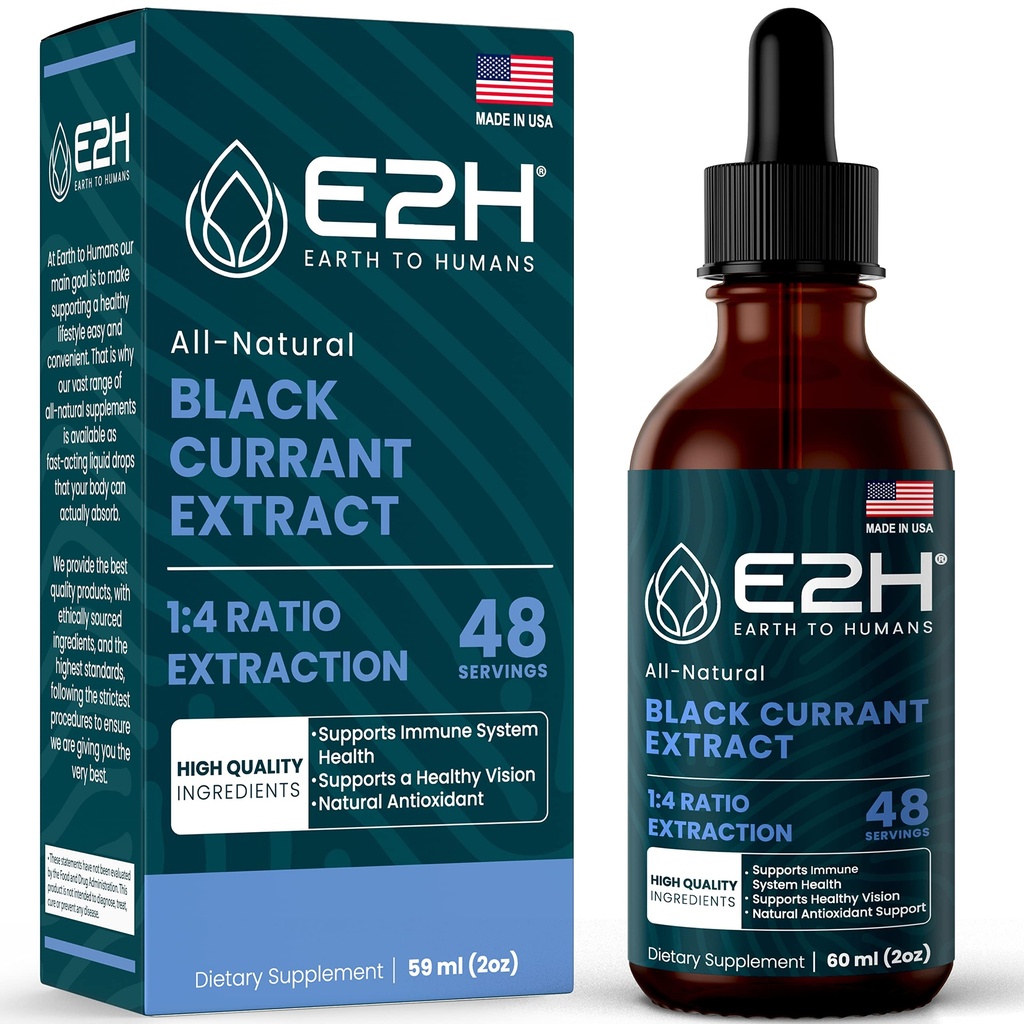 E2H Natural Currant Extract, Cold Presionado Negro Currant Seed - Immune System Health - Fast Absorbing Liquid - 2 Fl Oz