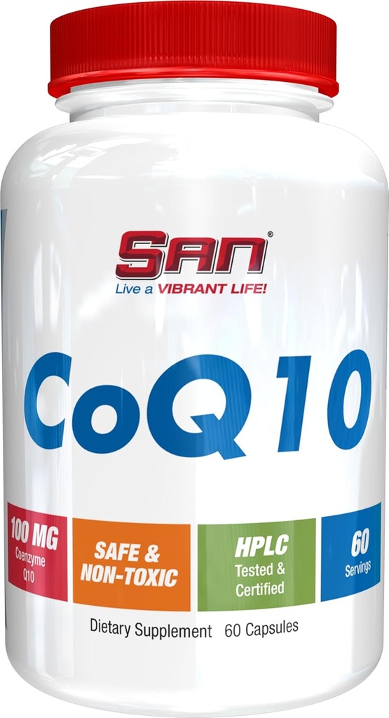 SAN CoQ10 - Antioxidante potente de alta potencia para la salud cardíaca y el apoyo energético 60 servicios