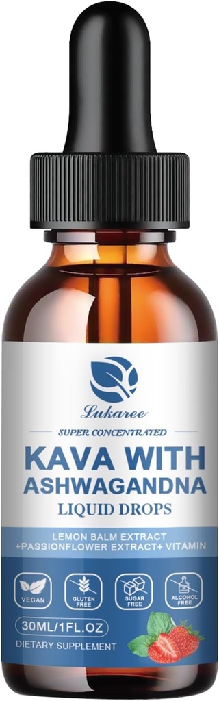 Lukaree (2 Pack) Kava Kava Extract Supplement - High Concentration Kava w/Ashwagandha, Lemon Balm, Valerian Root for Immune &amp; Global Health - Vegan, Alcohol-Free