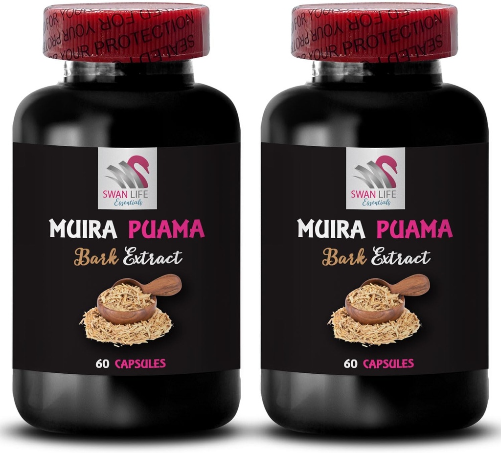Energy Flow - MUIRA PUAMA BARK EXTRACT - Energía Vital, Elevación de Energía, Apoyo a la Mente, Energía Sostenible, Boost Blend Equilibrado, Rebalance Energético, Soporte de rutina 2 Botellas 120 Capsules