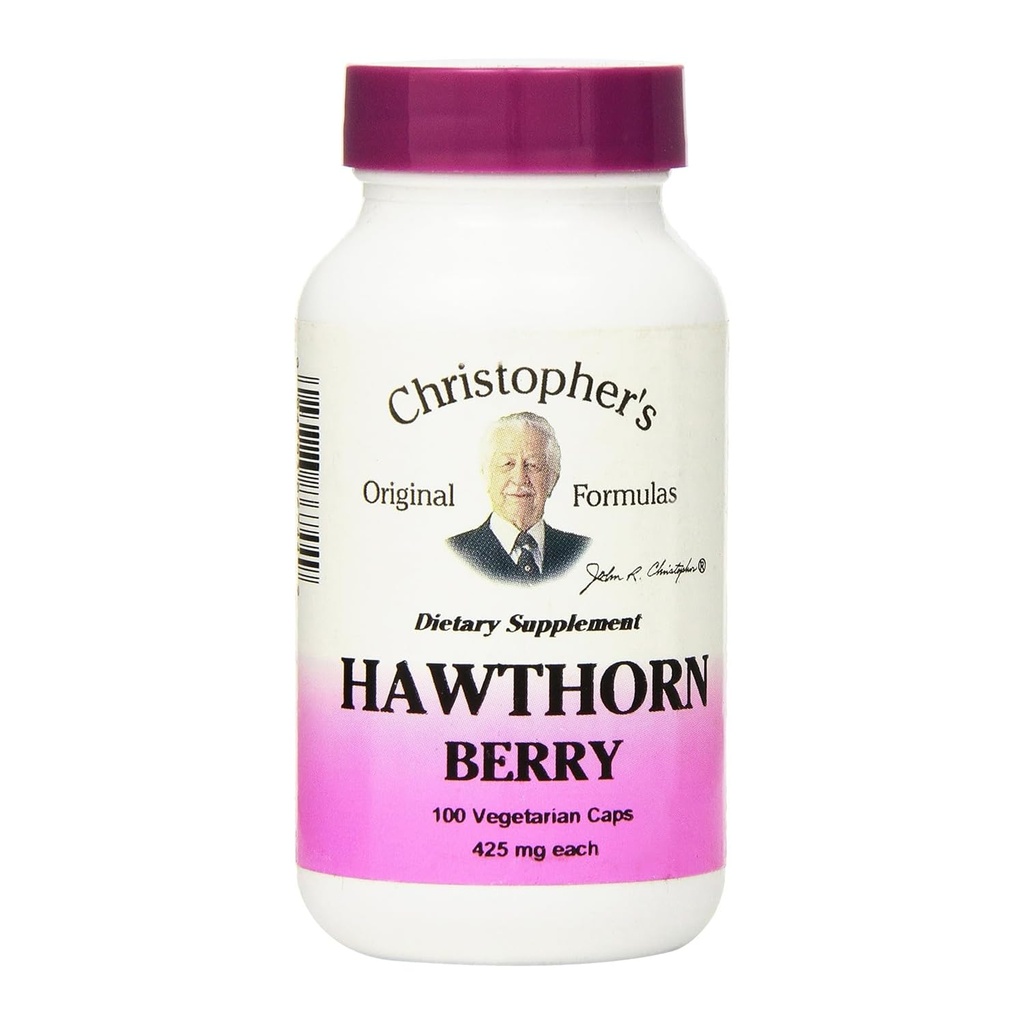 Christopher's Original Fórmulas Hawthorn Berry Capsules, Suplemento Herbal para el Bienestar Cardiovascular, 100 cápsulas