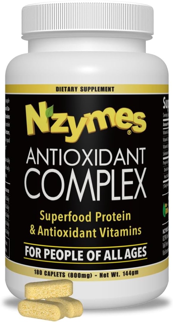 Complejo Antioxidante Nzymes® para personas. Suplemento potente de antioxidantes, vitamina C, vitamina E, vitamina A, selenio, enzimas en vivo. 180 Cuenta - Hecho en los EE.UU.