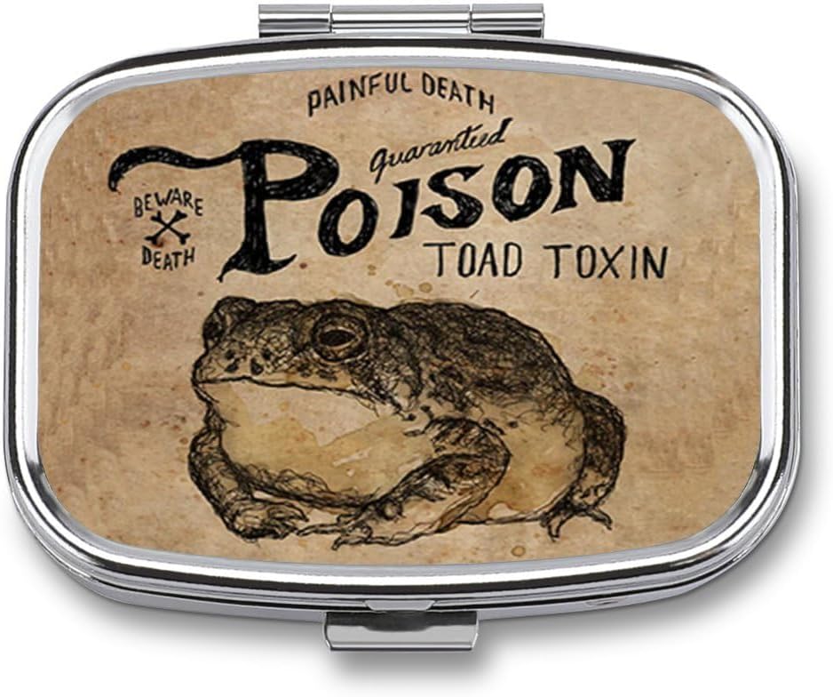 Metal 2 Organizador de píldoras Organizador Travel Friendly Portable Compact Pill Box Cute Pill Case to Hold Vitamins,Fish Oil,Supplements,Meds,Tablet for Purse,Pocket. (Poison Frog)