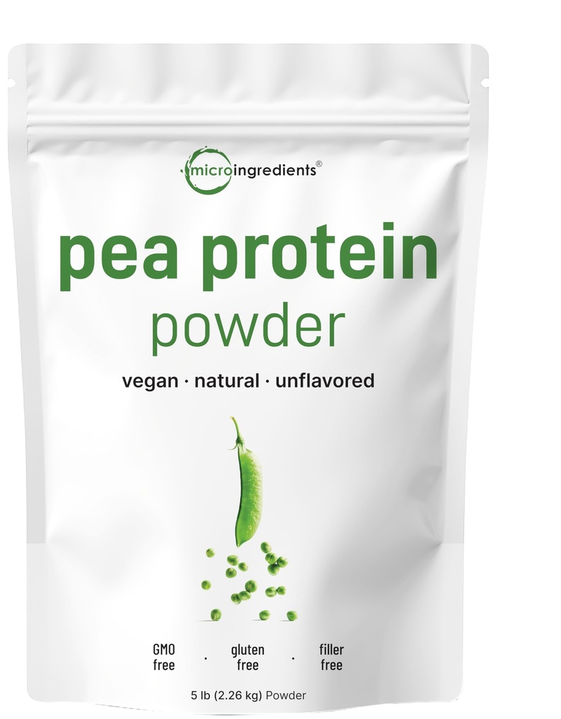 Micro Ingredientes North American Grown, Pea Protein Powder, 5 libras ¦ Sobre la base de plantas, desfavorada  eterna Full Vegan Protein Source – 27g Servir  durable Rich in BCAAs &amp; EAAs ← Non-GMO, Keto Friendly