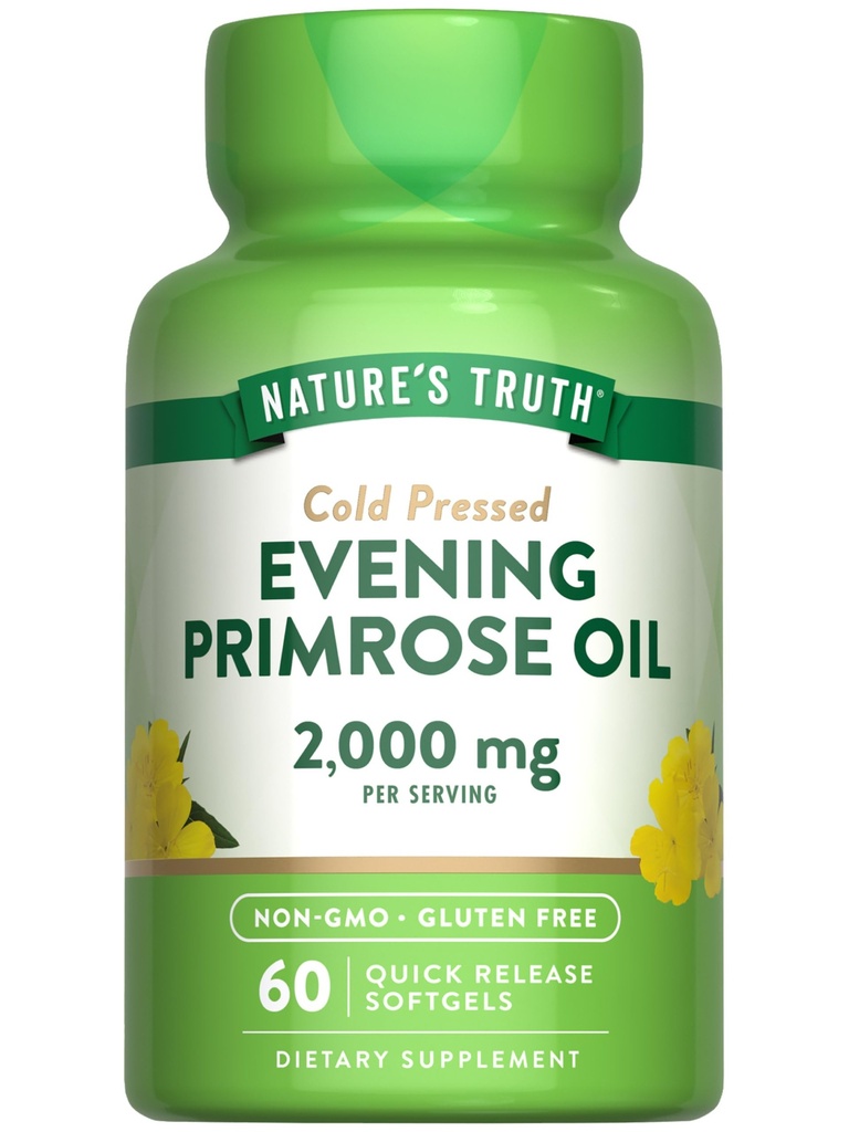 La verdad de la naturaleza Primrose Oil Softgels ¦ Cold Presionado Silencioso No GMO &amp; Gluten Suplemento Gratis