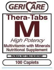 1163913 PT# 621-13 Thera-Tabs M Multivitamin Multimineral Tablets Adulto 100/Bt Hecho por Geri-Care Pharmaceuticals