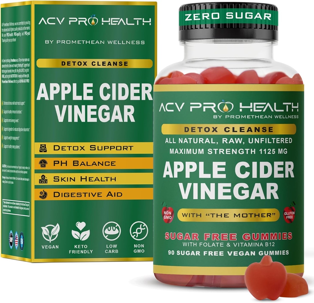 2-Pack Manzana Vinagre Gummies Azúcar Gratis - ACV with Sugar Makes No Sense! Low Carb Advanced Keto Acv Gummies Keto Gummy Detox Cleanse Golo
