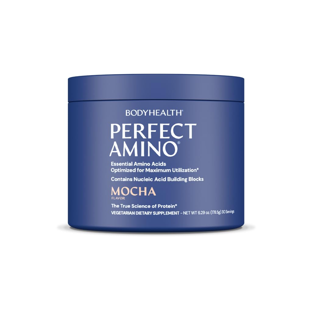 BodyHealth PerfectAmino Powder - BCAA and EAA Powder for Pre and Post Workout - Amino Acid Energy Drink for Hombres and Women to Support Lean Muscle and Recovery - Mocha - 60 Servings