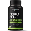 Natgrown Rhodiola Rosea with Ashwagandha Root Extract Capsules - Standardized to 3% Rosavins and 1% Salidroside - 120 Count