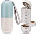 Zannaki 2 en 1 Pill Organizador con Cutter,Grain Fiber Caja semanal de Pill Grande Compartimiento Moisture Proof,Magnetic Lock,BPA Free Travel Hiking Pill Box 7 Day to Hold Pills,Vitamins,Fish Oil,Suplementos