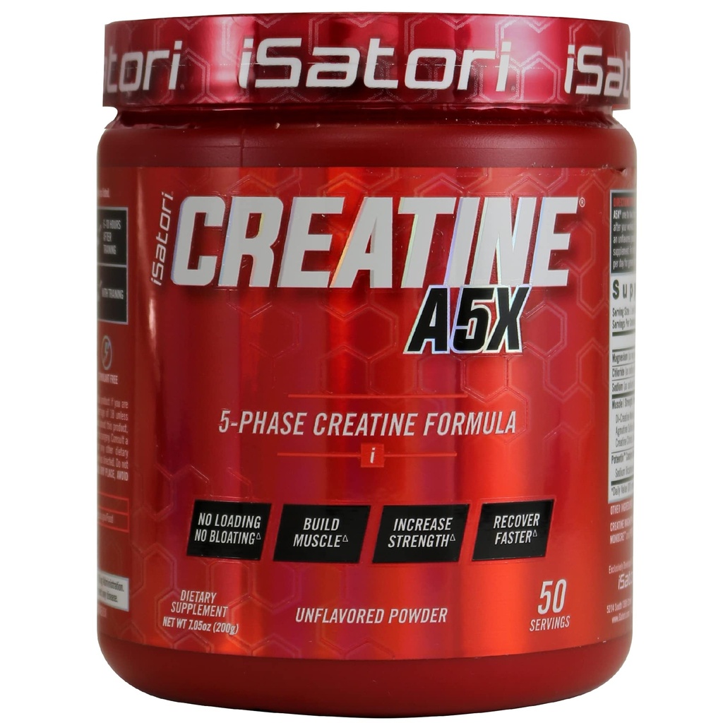 iSatori Creatine A5X with Creatine Monohydrate & Betaine Anhydrous for Muscle Growth, Strength Building, & Recovery - Dietary Supplement for Training & Weight Lifting - Unflavored (50 Servings)