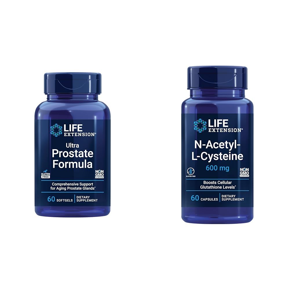 Life Extension Ultra Prostate Formula, Saw Palmetto for Men, pygeum, sting Nettle & N-Acetyl-L-Cysteine (NAC), Immune, Respiratory, Liver Health, NAC 600 mg