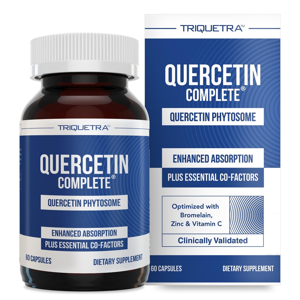 Quercetin Complete® Quercetin Phytosome with 50X Higher Absorption, Clinically Proven " Patented Quercefit – Most Effective Form of Quercetin – Enhanced with Bromelain, Zinc " Vitamin C (60 cápsulas)
