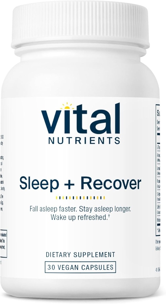 Vital Nutrients Sleep + Recover - Vegan Supplement - Sleep Support - Melatonin, Ashwagandha & L-Theanine - Gluten, Dairy & Soy Free - 30 Capsules