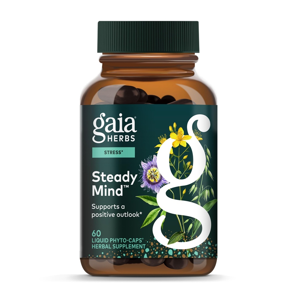 Gaia Herbs Equilibrio Emocional - Apoyo al Estrés Suplemento de Ayuda La Copa del Cuerpo con Estrés - con la Wort, Pasionflower, Vervain y Oats - 60 Vegan Liquid Phyto-Capsules (20-Day Supply)