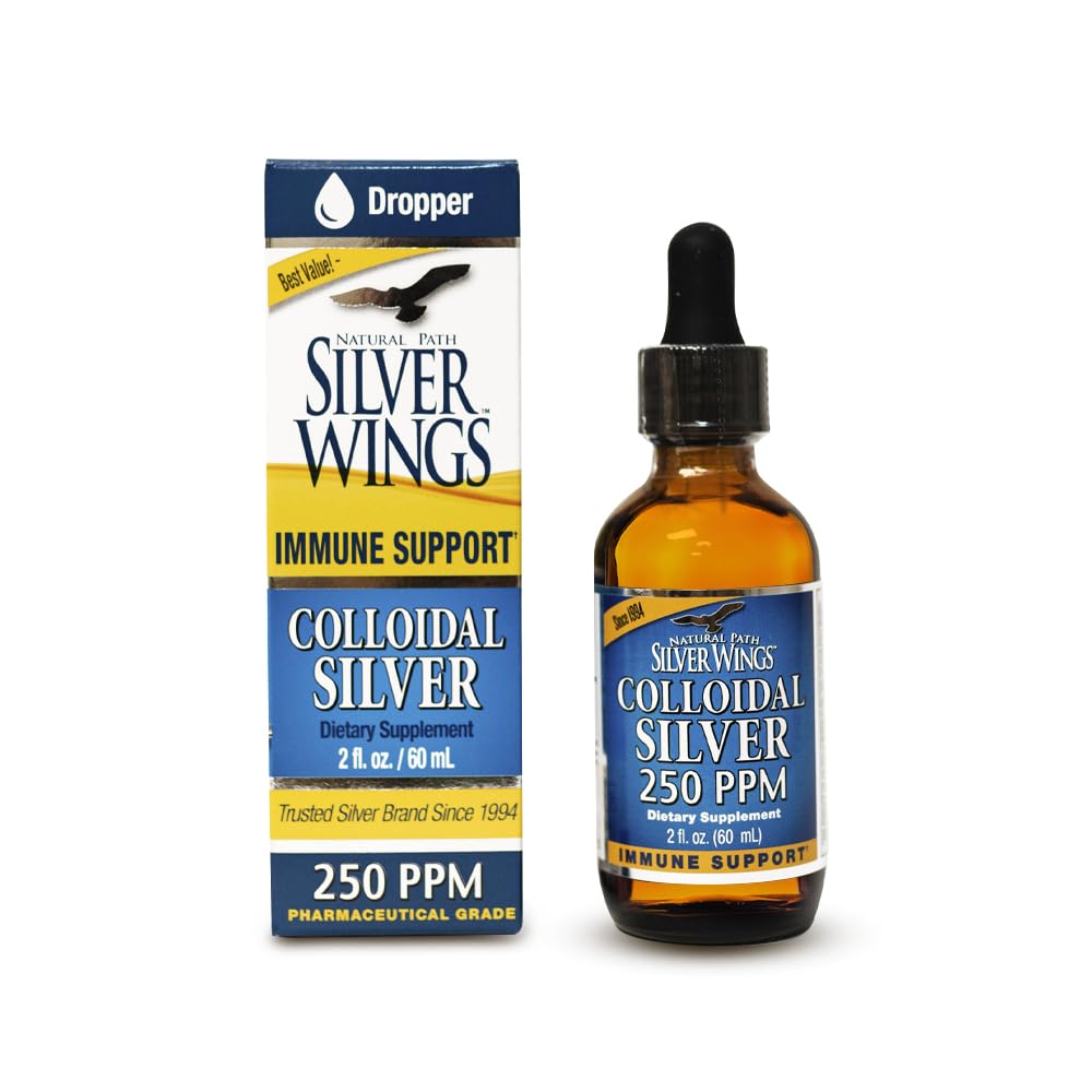 Natural Path Alas de Plata Colloidal Plata Líquida - Soporte mejorado - 250ppm (1250mcg) - 2oz Dropper