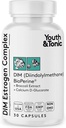 Jóvenes &amp; Tonic DIM BioPerine for Estrogen Metabolism Apoyo Silencio Mujeres y Hombres Saldo hormonal con Exceso Estrógeno Bloqueador ANTE Diindolylmetano Suplemento - 30 píldoras