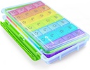 AUVON iMedassist Moisture-Proof Weekly Pill Organizer 4 veces al día, gran caja de 7 días de píldora portátil para viajar con contenedores individuales extraíbles para mantener vitaminas, suplementos y medicamentos