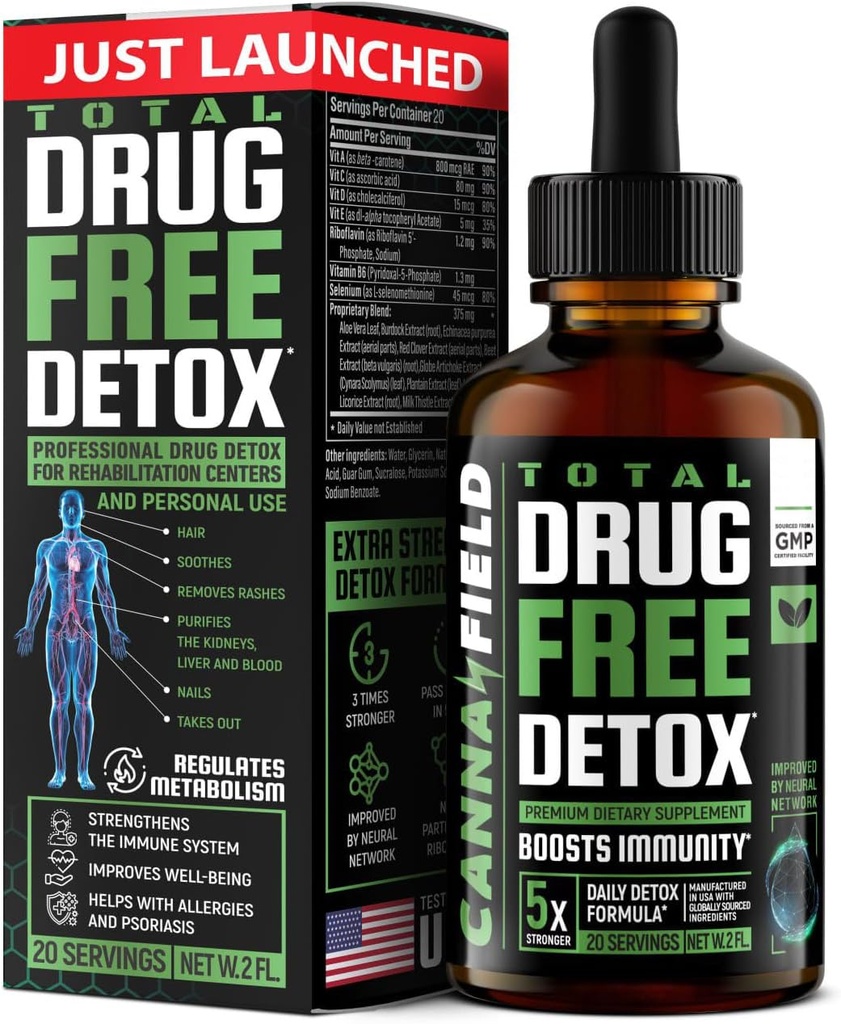 Cuerpo de limpieza gotas de desintoxicación líquida, hígado, limpieza de Gut Detox Reparación con cardo de leche, suplemento de desintoxicación premium, 5 días de desintoxicación