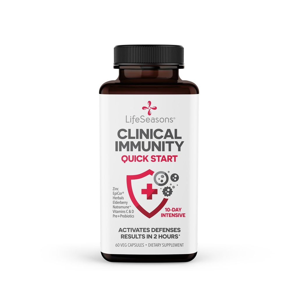 Inmunidad clínica - Inicio rápido - Soporte de sistema inmunitario - Respuesta rápida a la inmunidad - Boosts Anticuerpos, B + T + NK Cells, Neutrophils &amp; Macrophagens - Black Elderberry & Pre + Probiotics - 60 cápsulas