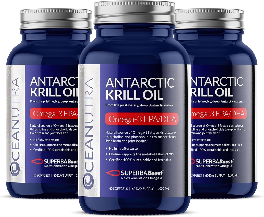 100% puro aceite de krill orgánico 1000mg, fuente de 180 días, Omega 3, concentración más alta 56% fosfolípidos, pesca salvaje, SuperbaBoost Antártico Sostenible, Astaxanthin,Omega xl,Corazón, Cuidado de la piel,No aceite de pescado