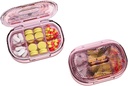 Small Pill Box, Moisture Proof Pill Case, Travel Pill Organizer for Pocket Purse, Daily Portable Medicine Vitamin, Fish Oil, Supplement (Pink)