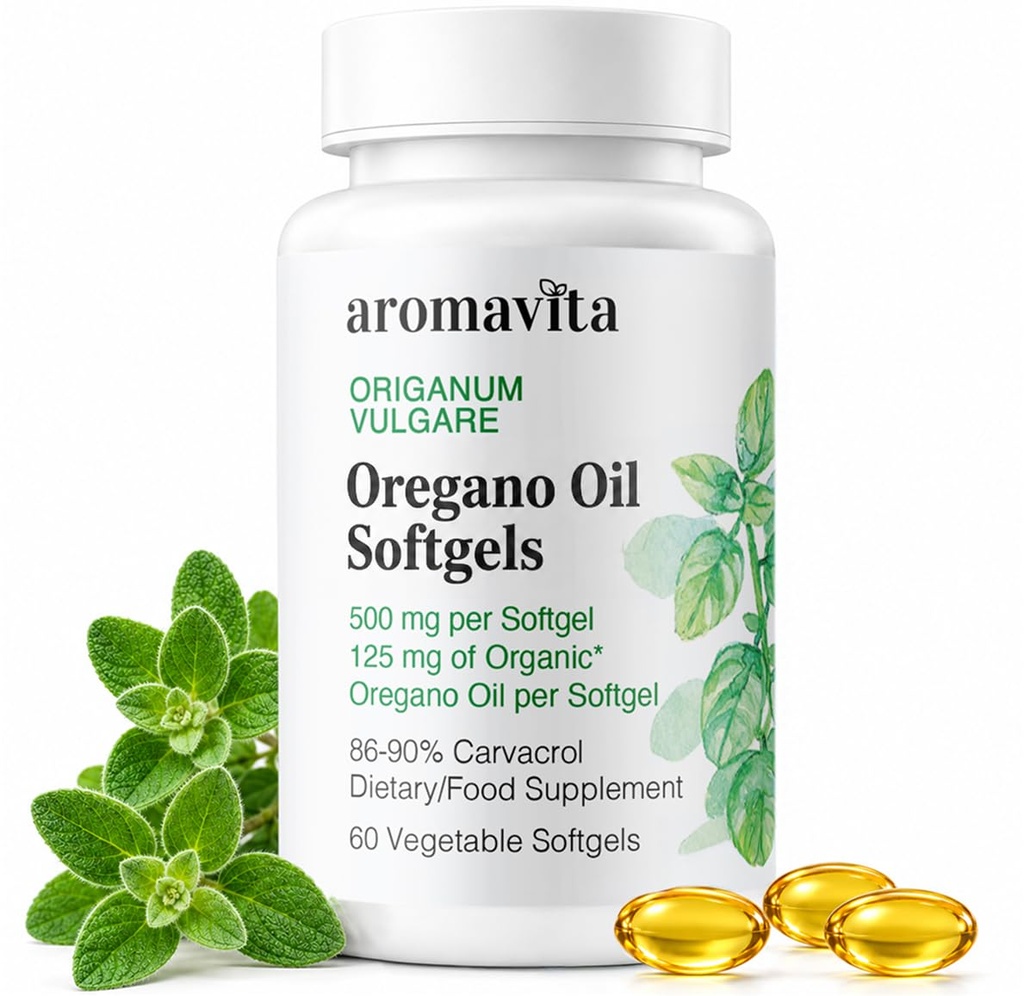 Oregano Oil Capsules – 108mg Carvacrol por Softgel – High Potency Immune & Digestive Support – Vegan, Non-GMO, Gluten-Free – 60 Softgels – Griego Orgánico