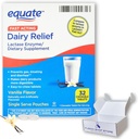 Píldoras para la intolerancia a la lactosa - Equate Fast Acting Relief Vanilla Flavor, 32 Tablets masticables, Chewables lactaidas, Enzyme lactasa (Pack of 1), Boxed by Fusion Shop Store