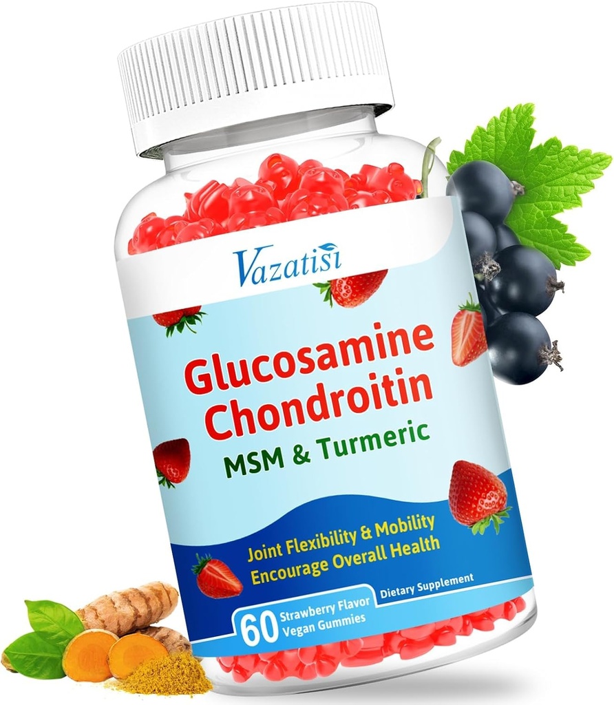 Altas Gummies de Glucosamina Bioavailable con Turmérica &amp; MSM, Boswellia -Suplemento de soporte complementario - Soporte de cartílago, flexibilidad & fuerza - 60 Gummies
