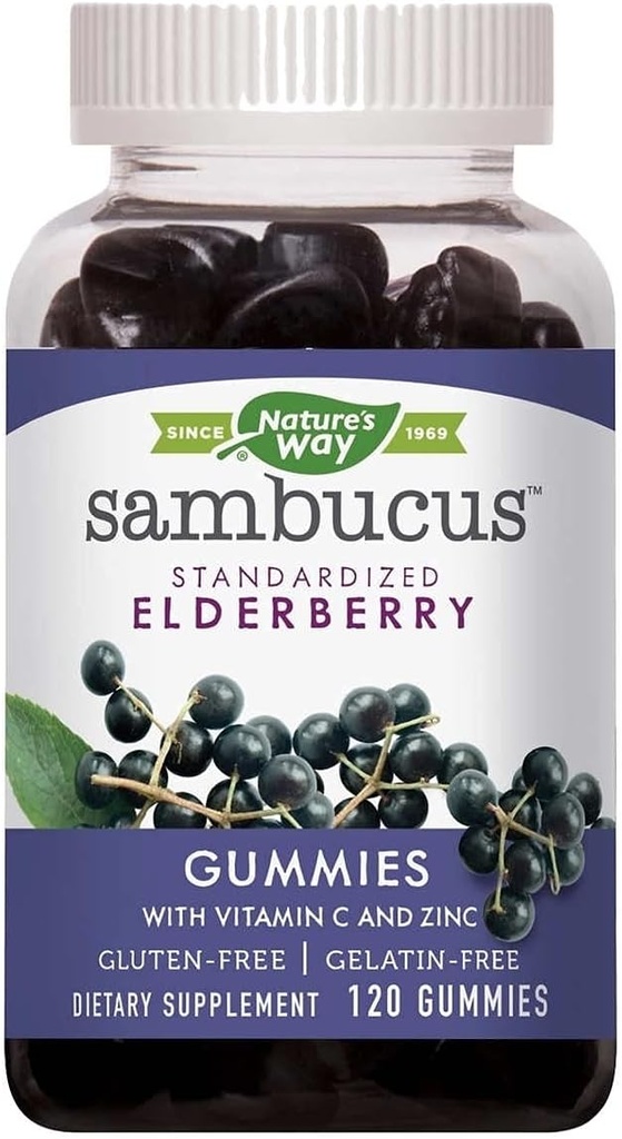Camino de la Naturaleza Sambucus Elderberry con vitamina C y zinc, 120 Gummies