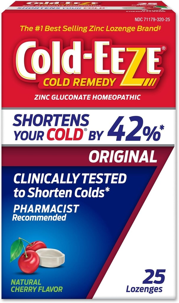 Congelamientos de cinc de cereza natural frío, Remedio de frío homeopático, reduce la duración de la garganta común fría, tos, congestión y post nasal, 25 condes