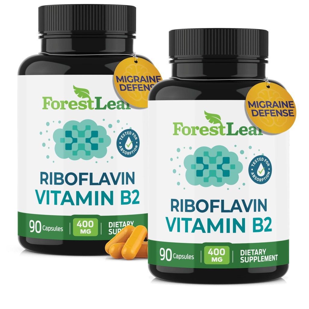 Vitamina B2 Riboflavin 400mg - Energy, Skin & Cellular Health Supplement - Nervous System Support - Vitamina B 2 Vit B - No GMO &amp; Gluten Gratis - B2 Vitamina 400mg Cápsulas vegetales, 90 Conde 2-Pack