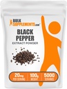 BulkSupplements.com Pólvora Extracto Negro - Suplementos de Pepper Negro, Suplementos de Piperina - Vegan & Gluten Gratis, 20 mg por Serving, 100g (3,5 oz) (Pack de 1)
