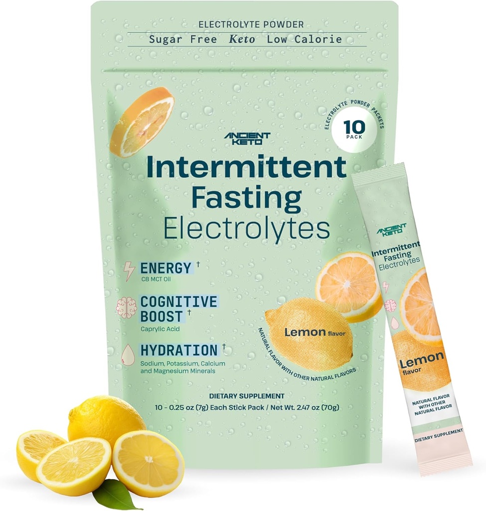 Antiguos electrolitos de ayuno Keto - Polvo electrolito libre de azúcar para el ayuno intermitente - apoya la cognición, la energía y la hidratación ¦