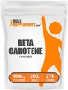 BulkSupplements.com Beta Carotene Powder - Beta Carotene Suplemento, Vitamina A Suplemento para Immune y Vision Support - Gluten Free, 900mg por Serving, 250g (8.8 oz) (Pack of 1)