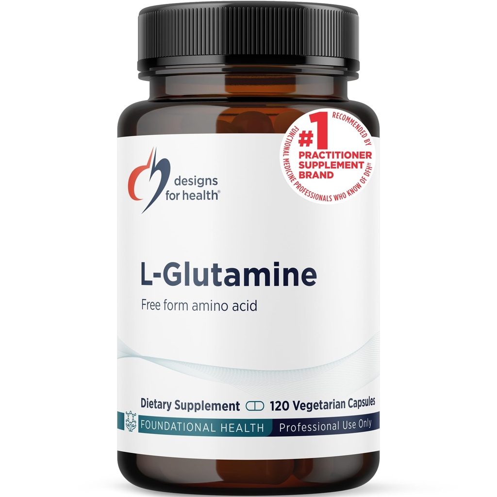 Designs for Health L Glutamine Capsules - 850mg Vegetarian Amino Acids Supplement to Support Muscle Recovery, Digestive, Immune + Gut Health - Non-GMO + Gluten Free (120 Capsules)