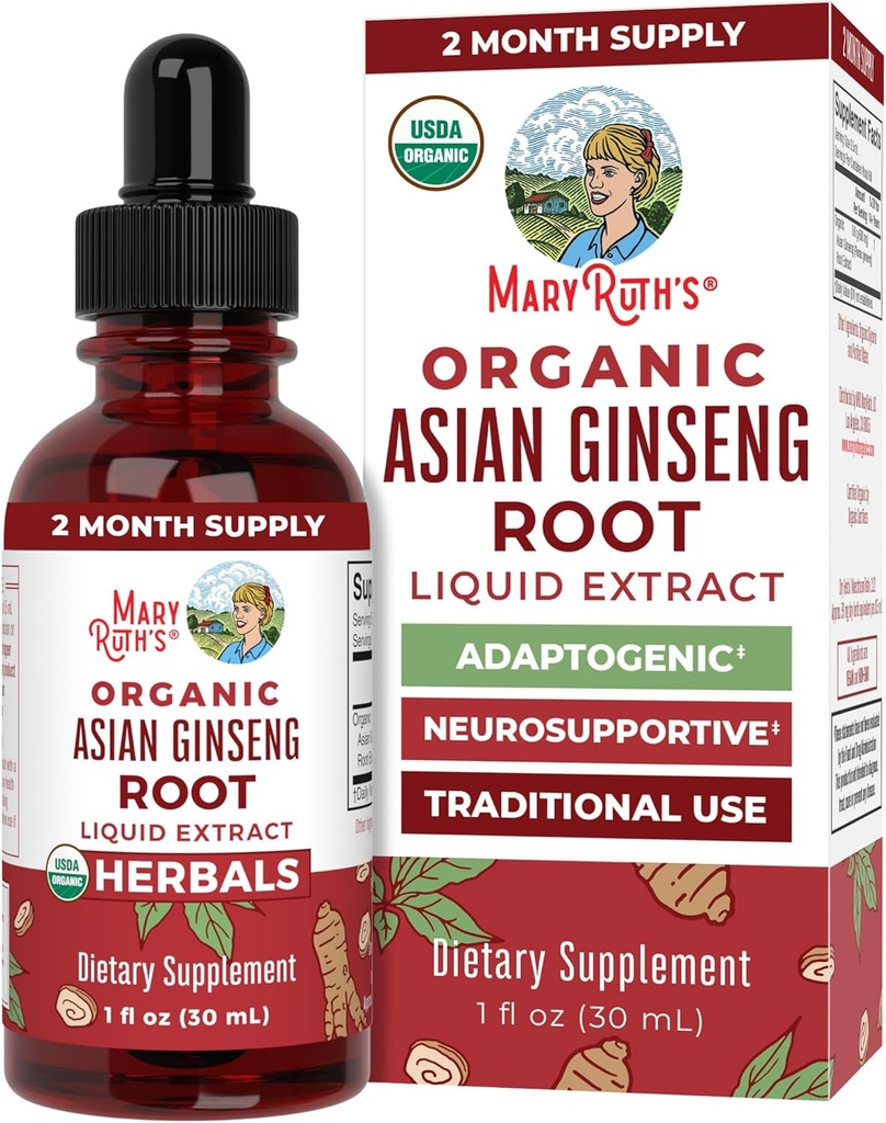 MaryRuth Organics Herbal Supplement Drop, Antioxidant, Boost Energy, Pack of 1, Ginseng Root for Vitality, Supports Focus and Endurance, Vegan, Non-GMO, Gluten Free, 1 Fluid Ounces