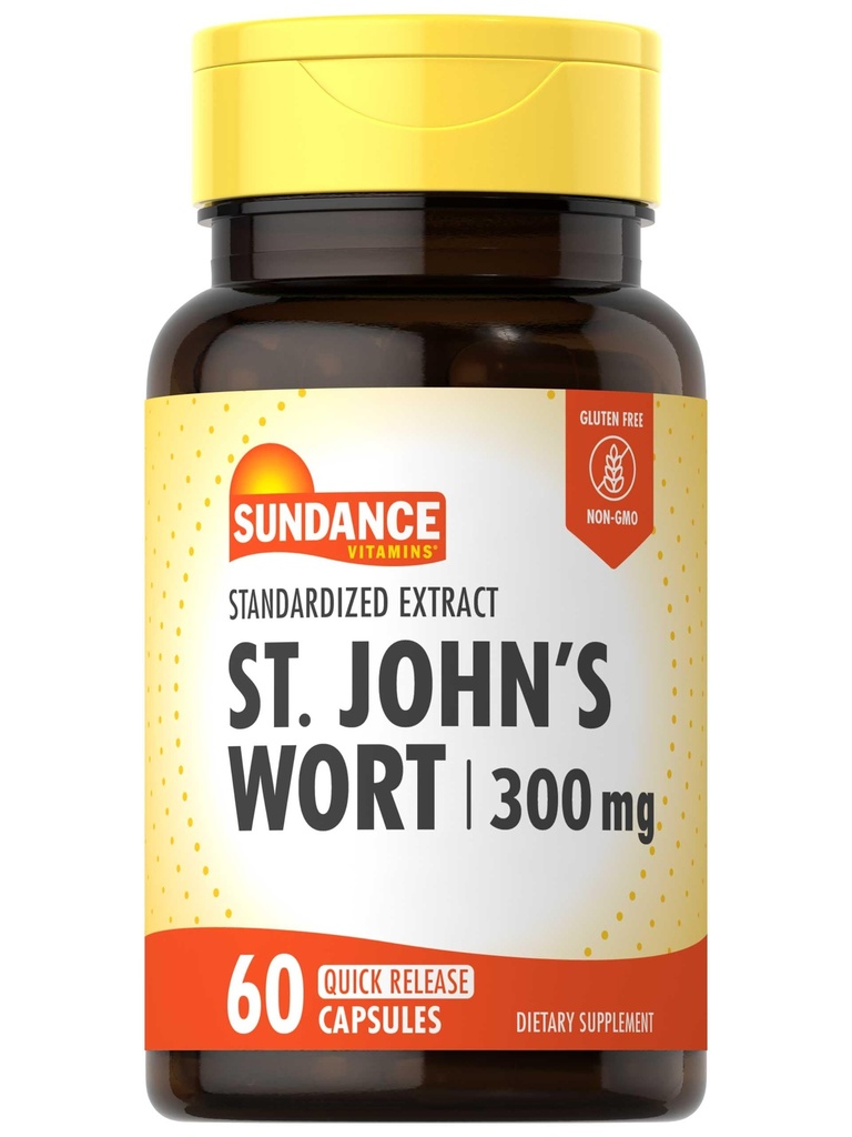 Sundance St. John's Wort Capsules Silencio 300mg Silencio 60 Conde ← No GMO y Gluten Free Standardized Extract