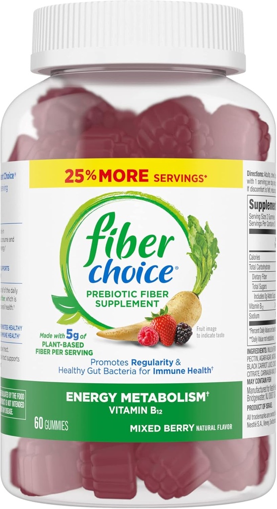 Fiber Choice 5g Gummies, Berry mixto, 60ct ← Discontinued by The Manufacturer