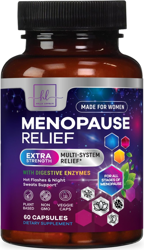 Suplementos de menopausia para Mujeres con Dong Quai, Chaste Berry, Black Cohosh, 8 millones de probióticos CFU - Hot Flash Night Sweats " Menopause Relief Probiotic for Vaginal, Digestive Health - 60 cápsulas