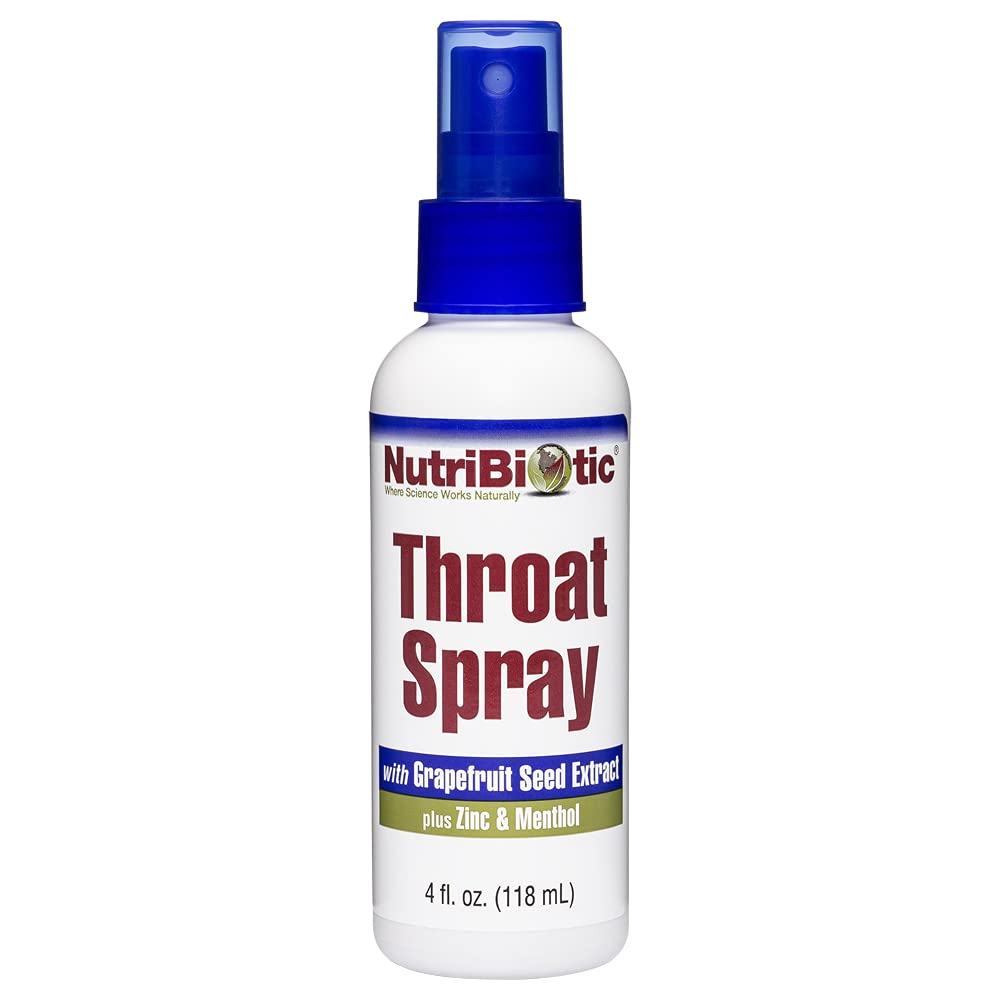 NutriBiotic – Throat Spray con GSE, 4 Fl. Oz peru Gentle and Soothing Sore Throat Support with Grapefruit Seed Extract, Zinc &amp; Menthol ← Alcohol Free " Non-Medicated