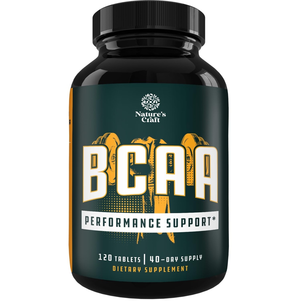 Suplemento de Aminoácidos de Cadena de Rama - Vegan BCAA Tablets Post Workout Muscle Recovery and Muscle Growth Support - Branched Chain Amino Acids Supplement for Men and Womens Workout Recovery 120 Count