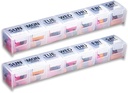 GMS organizador semanal de píldoras - 7 días etiquetado caso de píldoras para suplementos, vitaminas y medicamentos - Latches seguros - Ideal para uso diario " Viajes - Clear - 2 Pack
