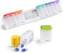 Organizador semanal de píldoras Magnético, Removible caja de píldoras 7 Día 1 Tiempo a día, Gran caso de píldora Viaje, Semana Una vez dispensador diario de medicamentos, Contenedor de medicina para suplemento Vitamina, Blanco