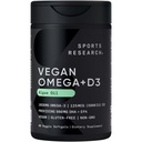 Sports Research Vegan Omega-3 with Vitamin D3 Softgels - 1020mg Omega-3 & 5000iu D3 Supplement - Fish Oil Alternative with Vitamin D Plant-Based Support from Algae Oil - 60 Veggie Softgels for Adults