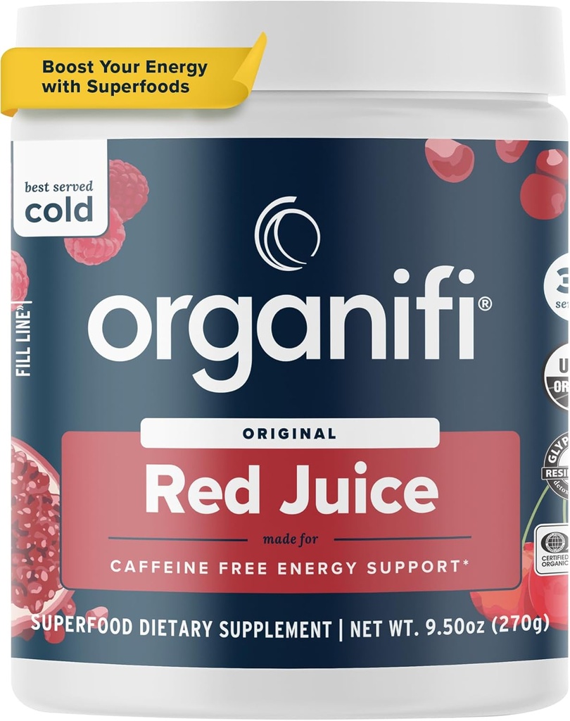 Organifi Red Juice - Energy Powder Reduces Afternoon Crashes and Boosts Digestion and Immune System, 30 Servings