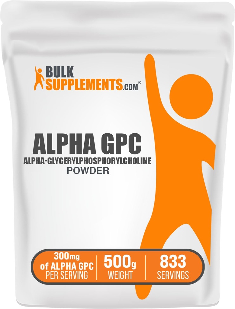BulkSupplements.com Alpha GPC Powder - Suplementos de línea, Alpha GPC 300mg - Sin sabor, 600 mg por servicio, 500g (1.1 lbs) (Pack of 1)